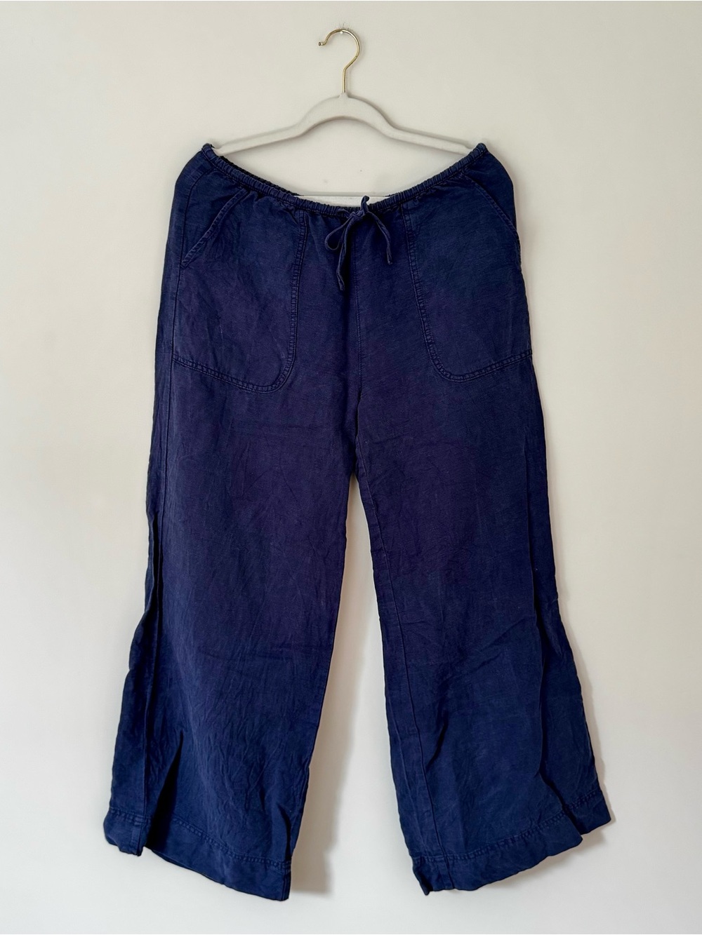 Joie Linen Blend Pull On Wide Leg Pants, Navy Blue – Size Medium